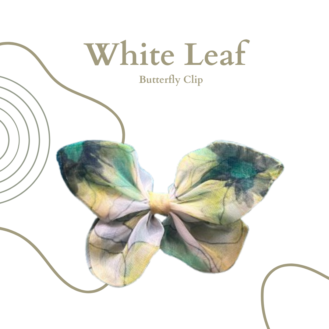 Set of 4 White Leaf Clips