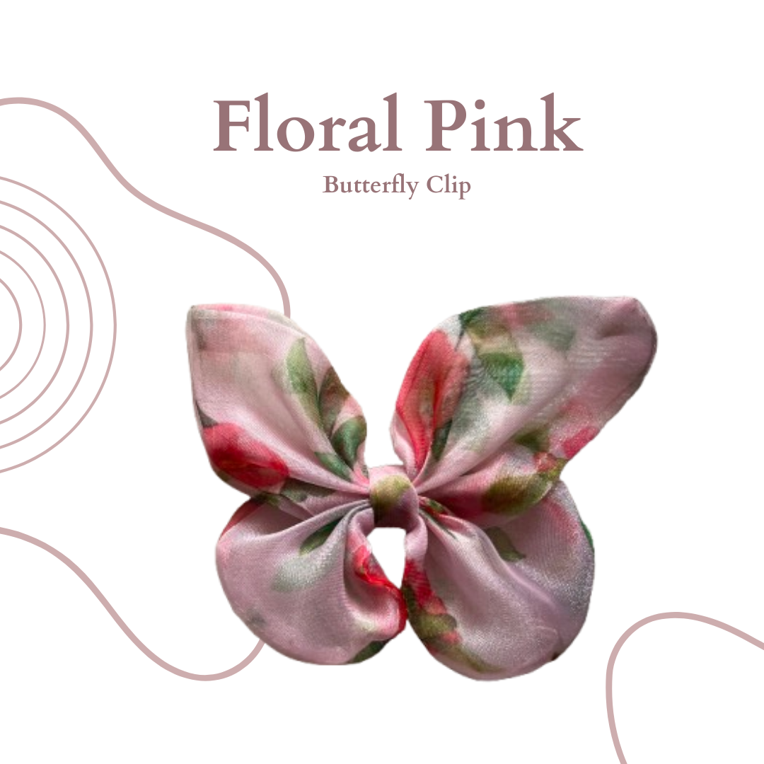 Set of 4 Floral Pink Clip